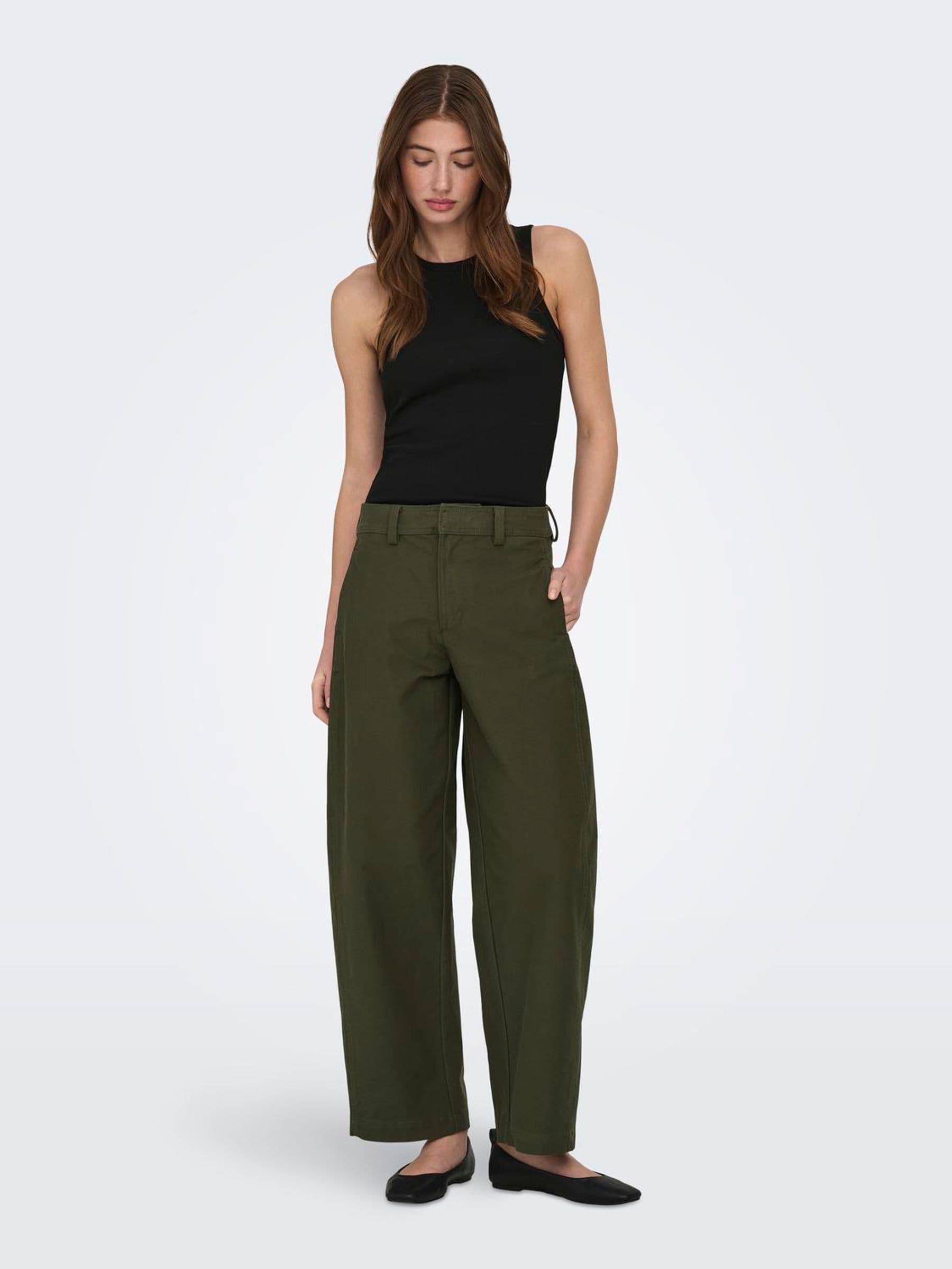 Buy ONLY Green Barrel Leg Chino Pants from Next USA