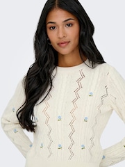 ONLY Floral Details Cable Knit Jumper - Imagen 4 de 6