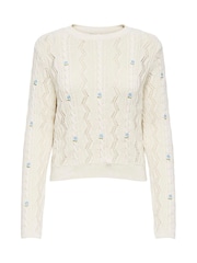 ONLY Floral Details Cable Knit Jumper - Imagen 5 de 6