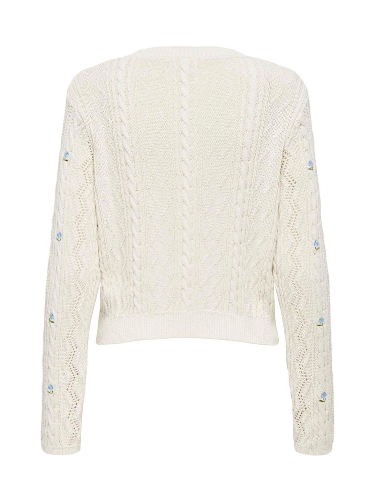 ONLY Floral Details Cable Knit Jumper - Imagen 6 de 6