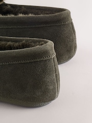 Khaki Green Suede Tassle Moccasin Slippers - Image 6 of 6