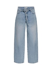 ONLY Mid Waist Relaxed Barrel With Tie Belt Jeans - Imaginea 4 din 5