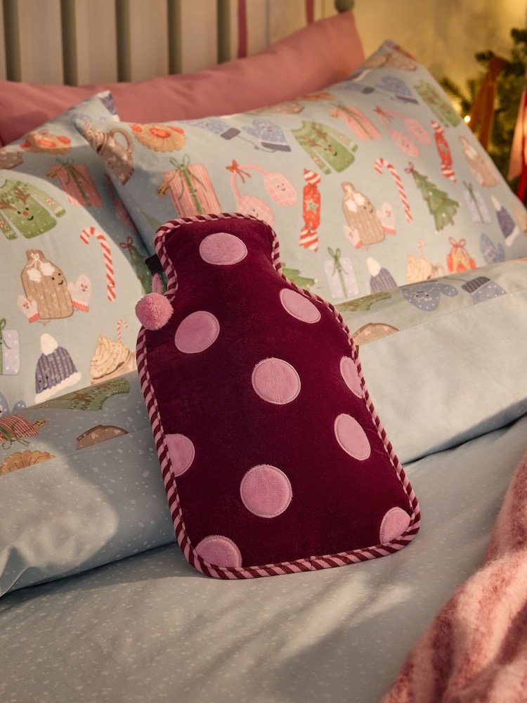 Pink Polka Dot Hot Water Bottle - Image 1 of 3 Pink Polka Dot Hot Water Bottle - Image 1 of 3