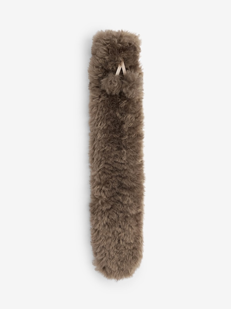 Brown Long Faux Fur Hot Water Bottle - Image 3 of 3 Brown Long Faux Fur Hot Water Bottle - Image 3 of 3