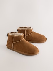 Tan Brown Suede Slipper Boots - Image 1 of 6