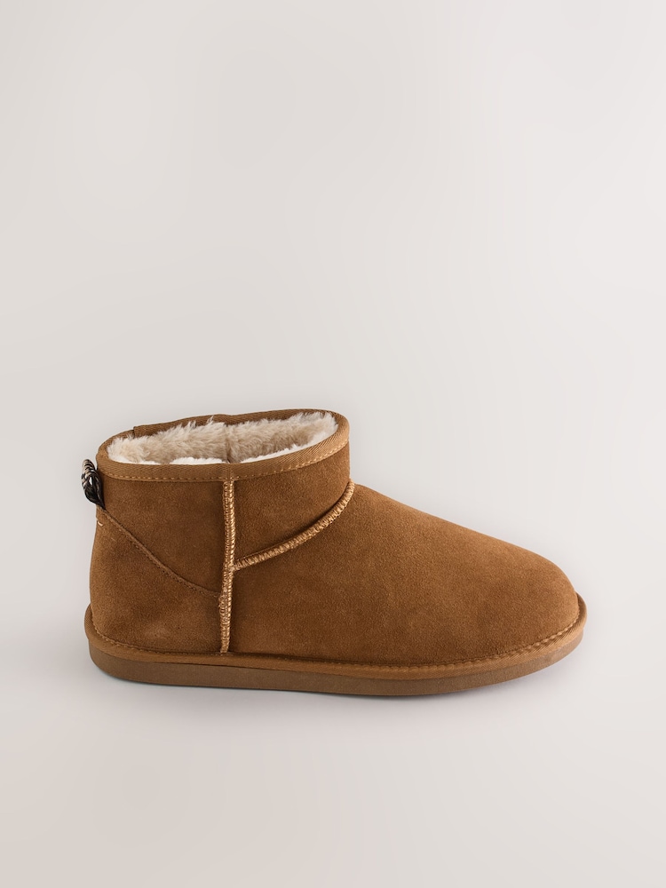 Tan Brown Suede Slipper Boots - Image 2 of 6