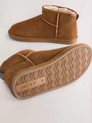 Tan Brown Suede Slipper Boots - Image 4 of 6
