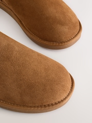 Tan Brown Suede Slipper Boots - Image 5 of 6