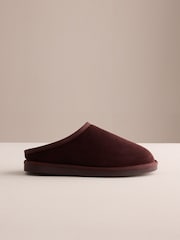 Burgundy Red Faux Fur Lined Signature Suede Mule Slippers - Image 3 of 6