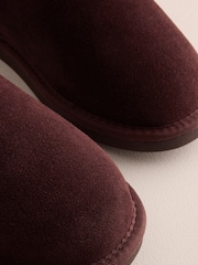 Burgundy Red Faux Fur Lined Signature Suede Mule Slippers - Image 4 of 6