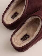 Burgundy Red Faux Fur Lined Signature Suede Mule Slippers - Image 5 of 6
