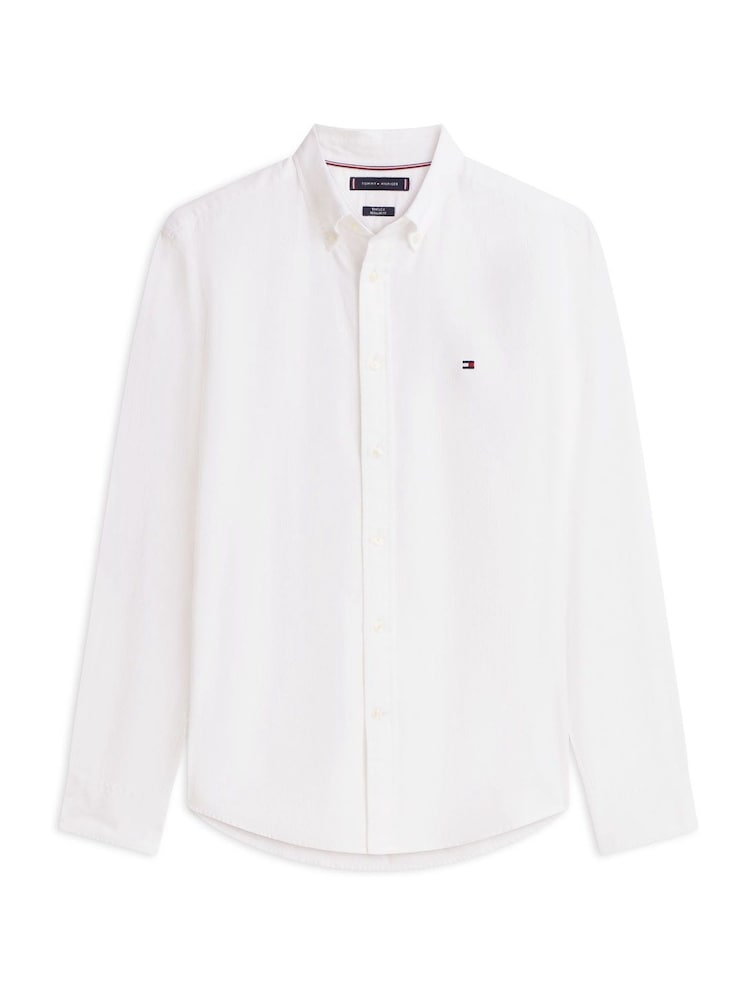 Tommy Hilfiger White TH Flex Regular Fit Dobby Shirt - Image 5 of 5 Tommy Hilfiger White TH Flex Regular Fit Dobby Shirt - Image 5 of 5