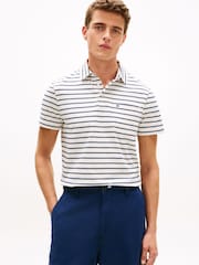 藍色 - Tommy Hilfiger Stripe Jersey Polo Shirt - 圖片 1，共 5