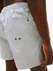 Tommy Hilfiger Grey Essential Ithaca Stripe Mid Length Swim Shorts - Image 4 of 5