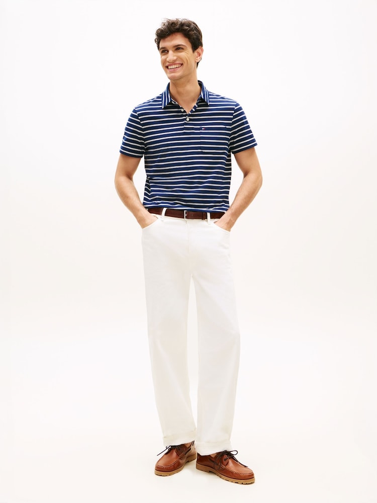 Carbon Navy / Ivory Petal - Tommy Hilfiger Stripe Jersey Polo Shirt - 圖片 2，共 5