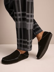Black Suede Stitch Signature Kickdown Slippers - Image 1 of 10
