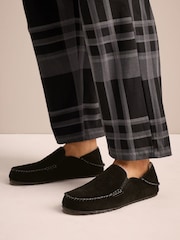 Black Suede Stitch Signature Kickdown Slippers - Image 2 of 10