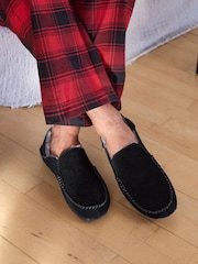 Black Suede Stitch Signature Kickdown Slippers - Image 4 of 10