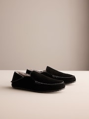 Black Suede Stitch Signature Kickdown Slippers - Image 5 of 10