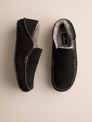 Black Suede Stitch Signature Kickdown Slippers - Image 6 of 10
