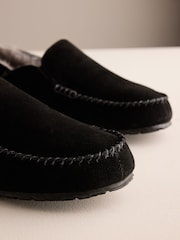 Black Suede Stitch Signature Kickdown Slippers - Image 9 of 10