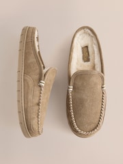 חום אפרפר - Signature Stitch Mule Slippers - תמונה 1 מתוך 5