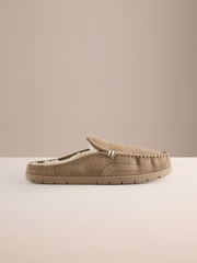 חום אפרפר - Signature Stitch Mule Slippers - תמונה 2 מתוך 5