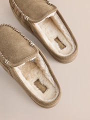 חום אפרפר - Signature Stitch Mule Slippers - תמונה 4 מתוך 5