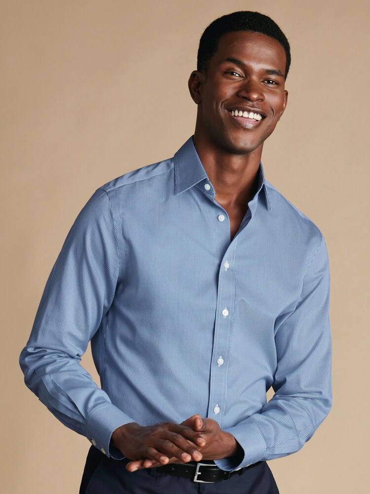 Charles Tyrwhitt Blue Non-Iron Puppytooth Shirt - Image 1 of 6