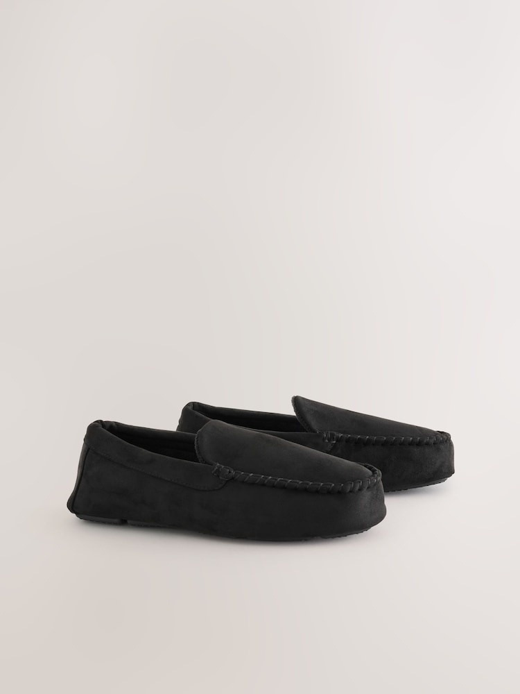 Black Moccasin Slippers - Image 1 of 5