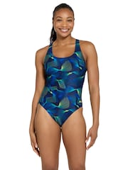 Zoggs Sonic Back Blue Swimsuit With Shelf Bra Lining - Image 1 of 6