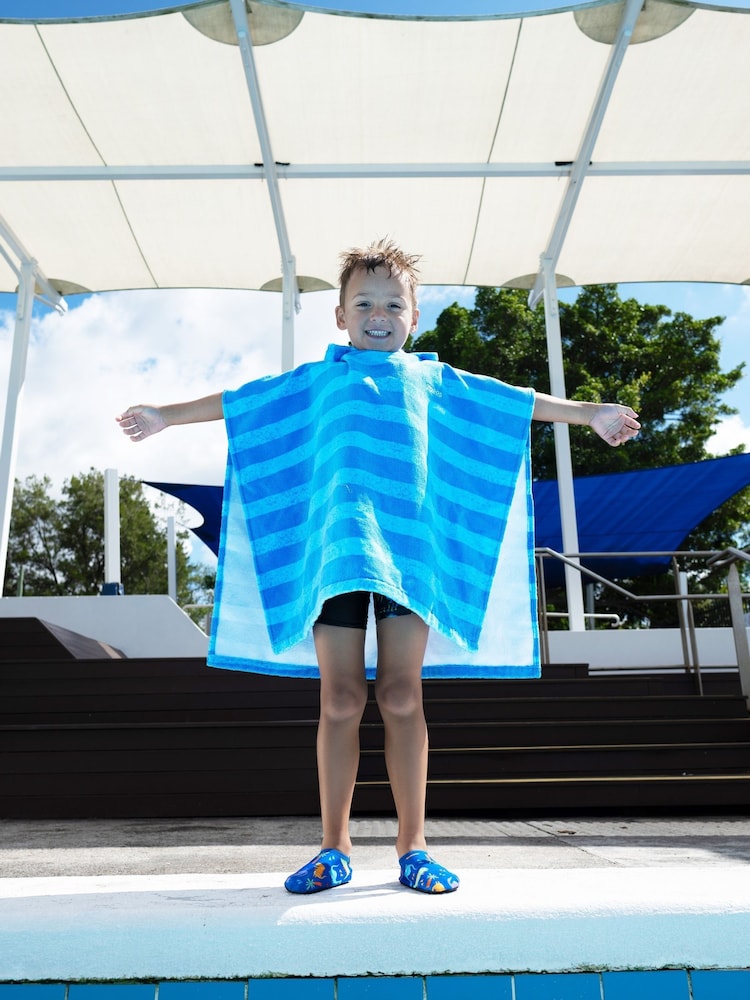 Zoggs Poncho Hooded Nautical Stripes Towel - Image 1 of 3