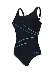 Zoggs Adjustable Scoopback Ecolast Blue Swimsuit with Fixed Foam Cups and Tummy Control - Image 6 of 7