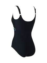 Zoggs Adjustable Scoopback Ecolast Blue Swimsuit with Fixed Foam Cups and Tummy Control - Image 7 of 7