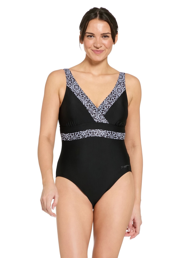 Zoggs Squareback Black Swimsuit with Fixed Foam Cups - Image 2 of 7 Zoggs Squareback Black Swimsuit with Fixed Foam Cups - Image 2 of 7