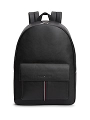Tommy Hilfiger Black Flap Pocket Pebble Grain Dome Backpack - Image 1 of 3
