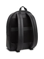Tommy Hilfiger Black Flap Pocket Pebble Grain Dome Backpack - Image 2 of 3