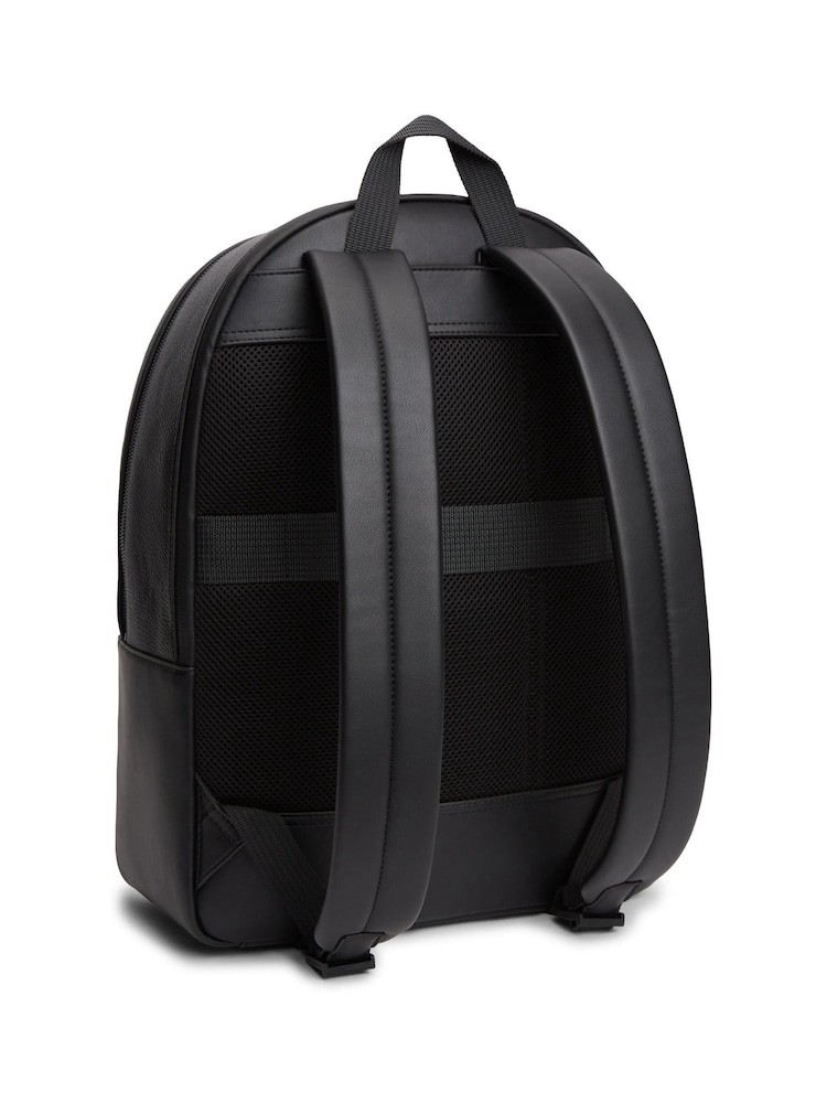 Tommy Hilfiger Black Flap Pocket Pebble Grain Dome Backpack - Image 2 of 3 Tommy Hilfiger Black Flap Pocket Pebble Grain Dome Backpack - Image 2 of 3