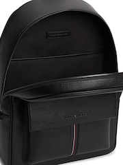 Tommy Hilfiger Black Flap Pocket Pebble Grain Dome Backpack - Image 3 of 3