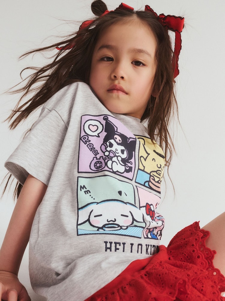 Cotton On Grey Hello Kitty Drop Shoulder Short Sleeve T-Shirt - Image 2 of 5