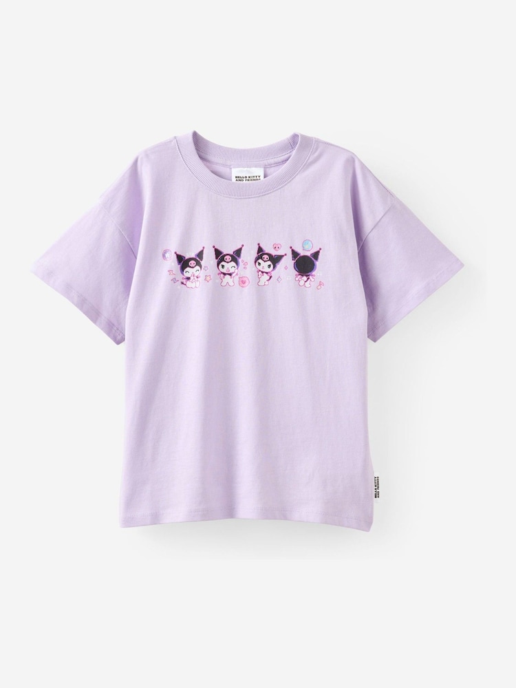 Cotton On Purple Hello Kitty Drop Shoulder Short Sleeve T-Shirt - Image 1 of 3