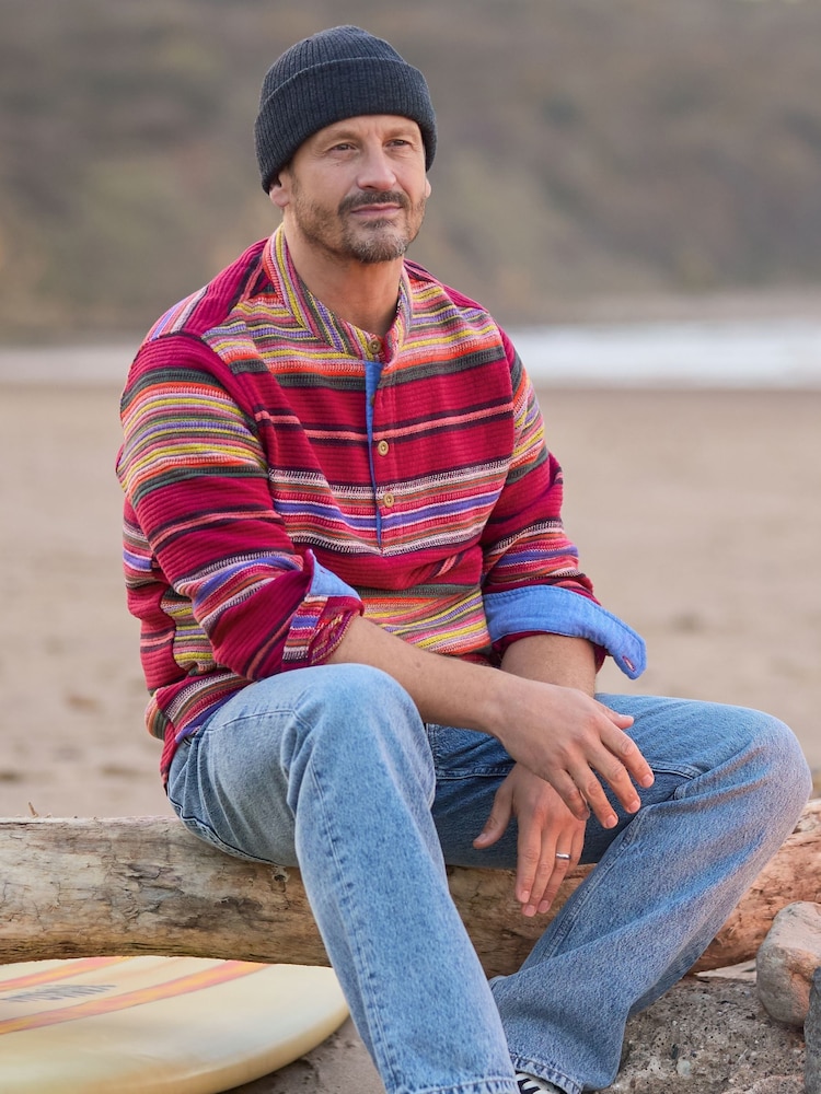 Joe Browns Red Pop Over Jacquard Stripe Top - Image 2 of 7 Joe Browns Red Pop Over Jacquard Stripe Top - Image 2 of 7