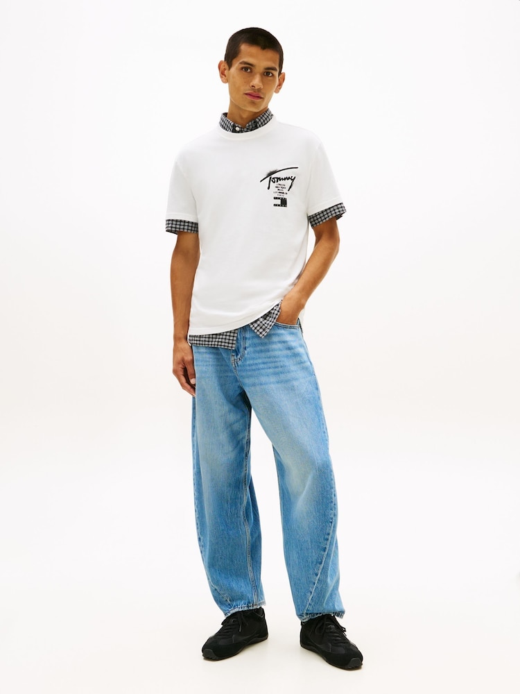 Tommy Jeans White Signature Back Logo Jersey T-Shirt - Image 2 of 5