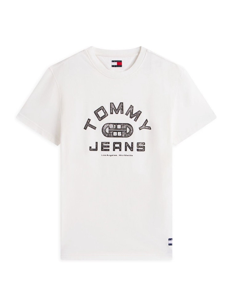 לבן - Tommy Jeans Graphic Crew Neck Jersey T-Shirt - תמונה 5 מתוך 5