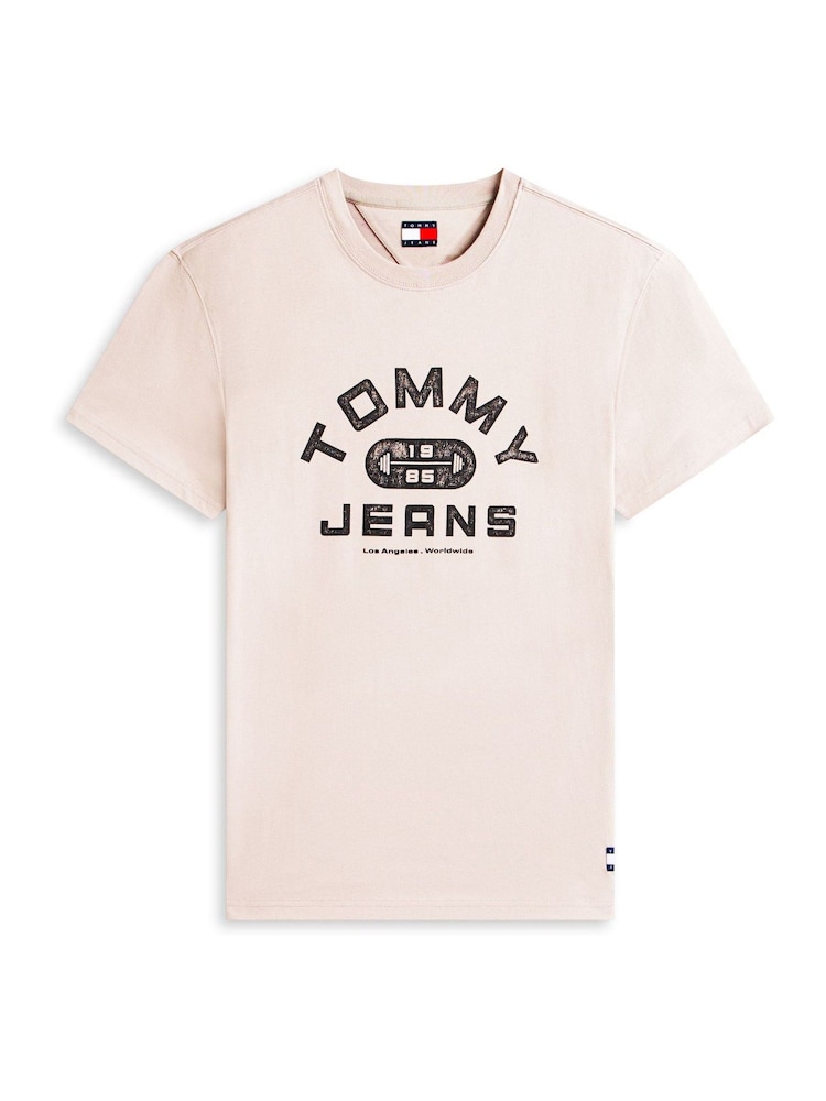 חום - Tommy Jeans Graphic Crew Neck Jersey T-Shirt - תמונה 5 מתוך 5