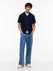 Blau - Tommy Jeans Kurzarmhemd aus Leinenmischung - Bild 3 von 5