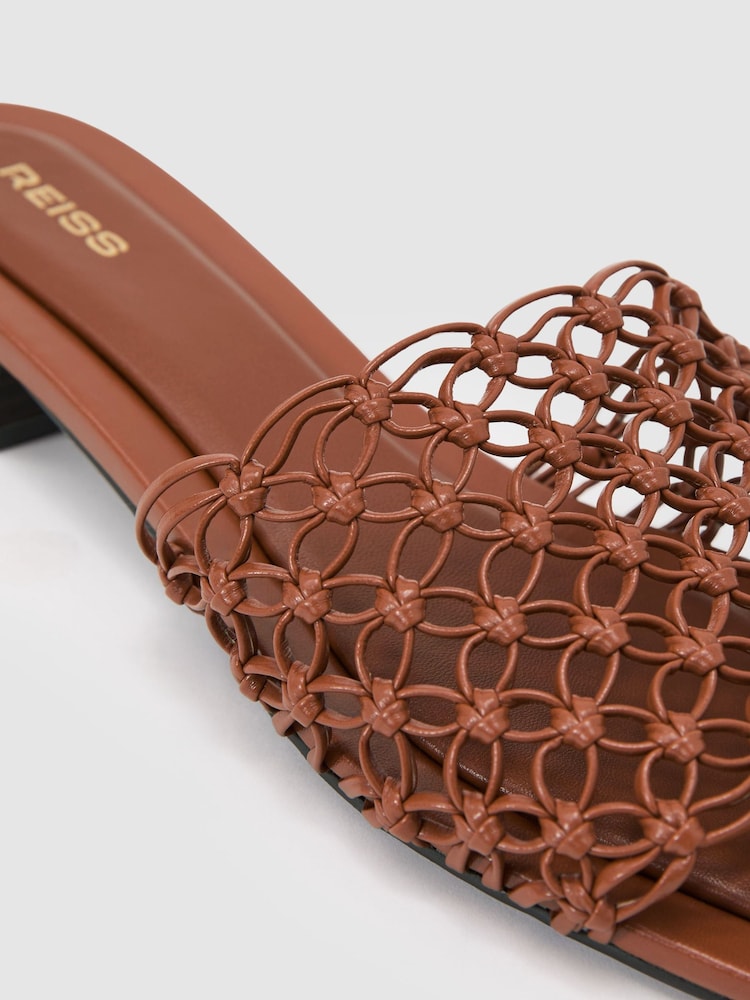 Reiss Tan Mabel Woven Flat Slip-On Sandals - Image 5 of 5 Reiss Tan Mabel Woven Flat Slip-On Sandals - Image 5 of 5