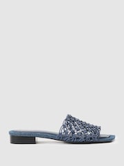 Reiss Blue Mabel Woven Flat Denim Sandals - Image 2 of 5