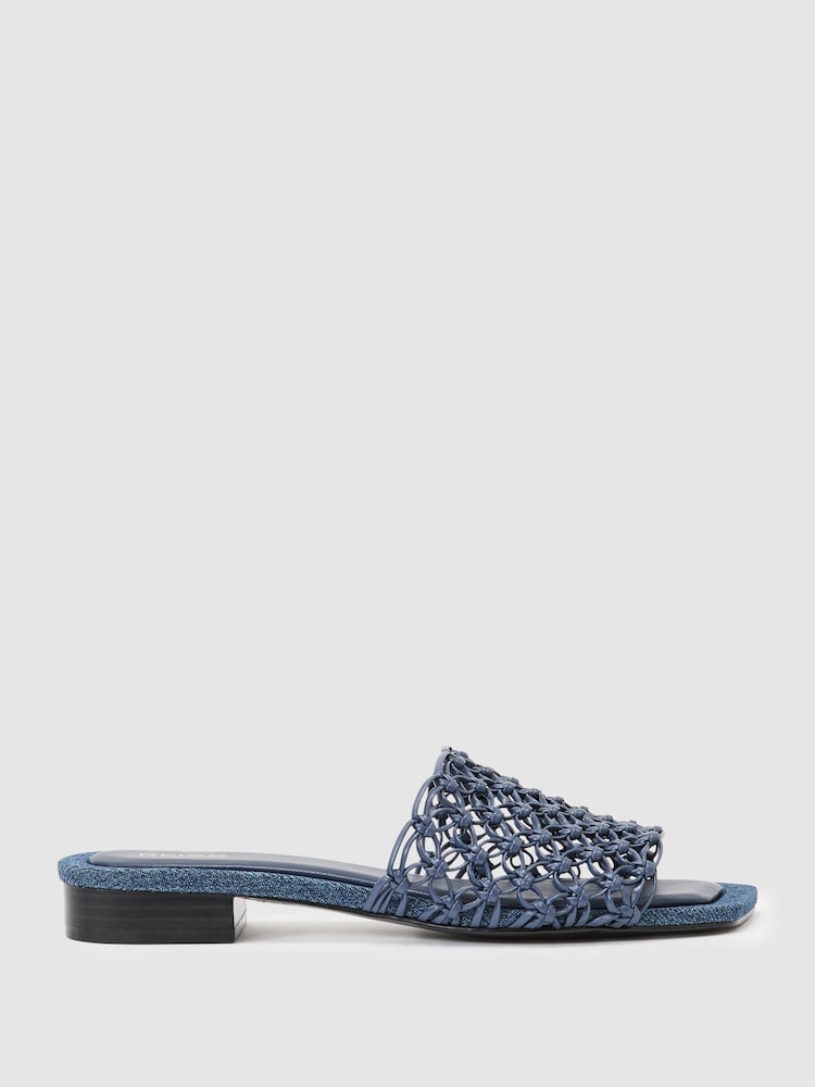 Reiss Blue Mabel Woven Flat Denim Sandals - Image 2 of 5