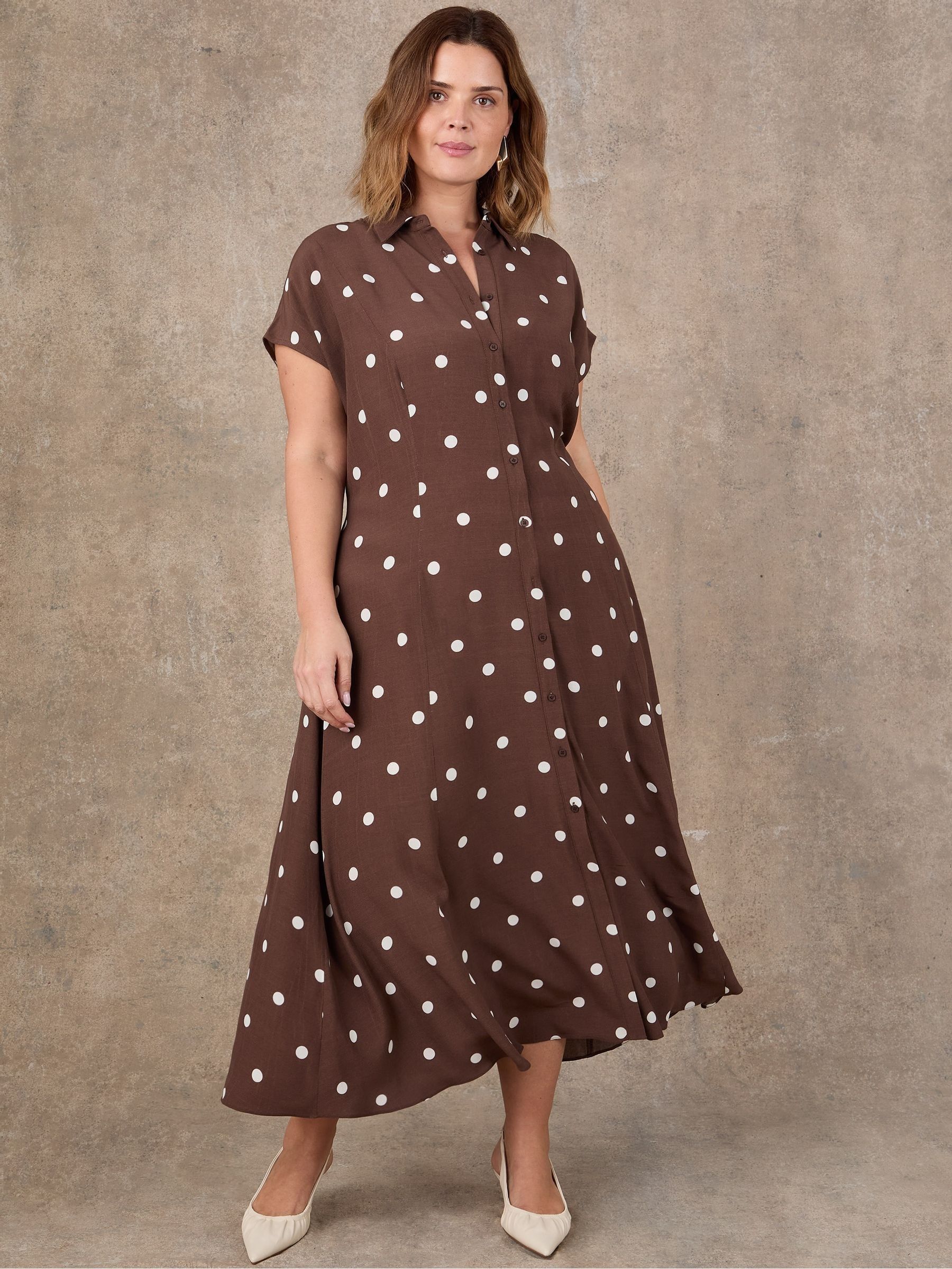 お値下げ中 polka dot shirt dress kishidamiki Buy Live Unlimited Brown Polka Dot Print Midaxi Shirt Dress from